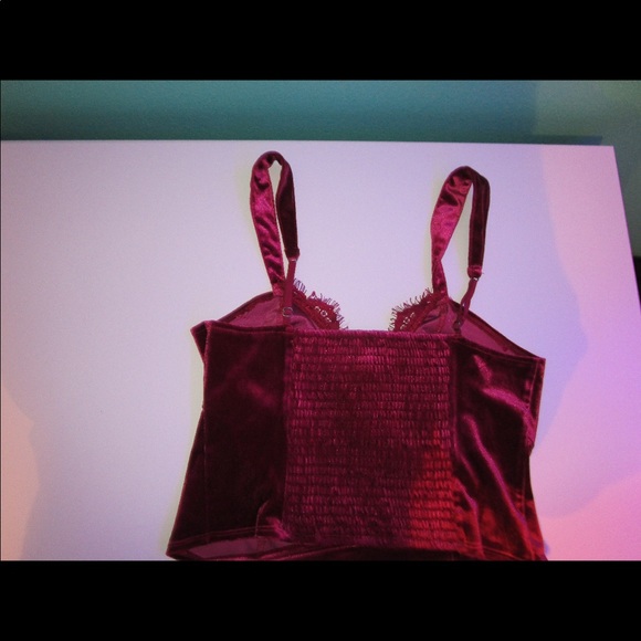 abercrombie and fitch red velvet lace crop tank - Picture 3 of 3